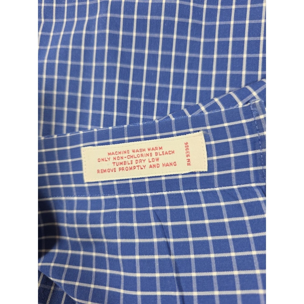 Brooks Brothers Men's Blue White Check Cotton Long Sleeve Button Down 17-35 - Picture 8 of 8